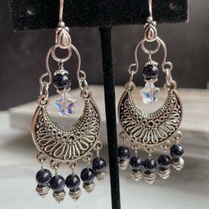 Goldstone Starlight Necklace/Earring Jhumka Set