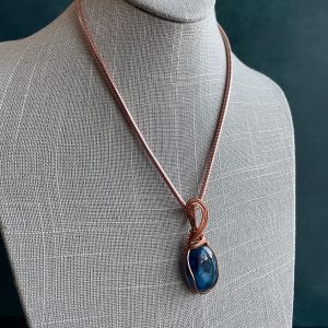 Glass Wire-wrapped Necklace - Blue