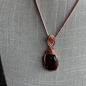 Glass Wire-wrapped Necklace - Brown